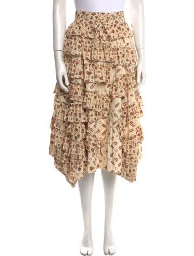 Pre-owned Ulla Johnson Printed Midi Length Skirt In Neutral