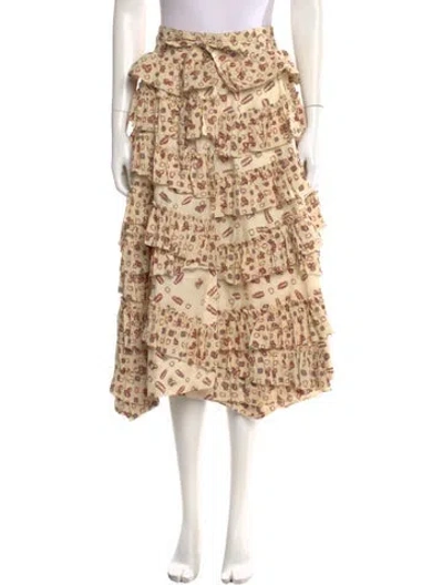Pre-owned Ulla Johnson Printed Midi Length Skirt In Neutral