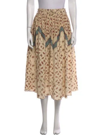 Pre-owned Ulla Johnson Printed Midi Length Skirt In Neutral