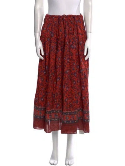 Pre-owned Ulla Johnson Printed Midi Length Skirt In Orange