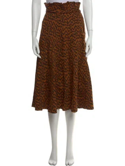 Pre-owned Ulla Johnson Printed Midi Length Skirt In Orange