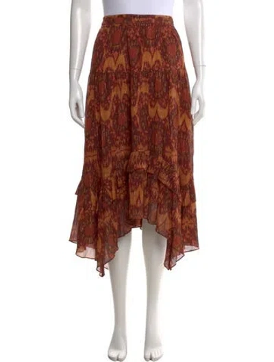 Pre-owned Ulla Johnson Printed Midi Length Skirt In Orange
