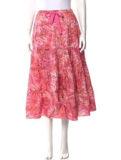 Pre-owned Ulla Johnson Printed Midi Length Skirt In Pink