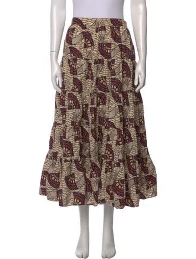 Pre-owned Ulla Johnson Printed Midi Length Skirt In Purple