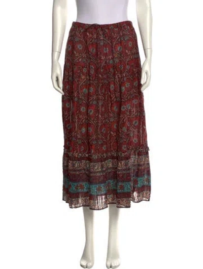 Pre-owned Ulla Johnson Printed Midi Length Skirt In Red