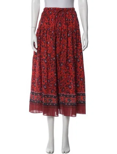 Pre-owned Ulla Johnson Printed Midi Length Skirt In Red