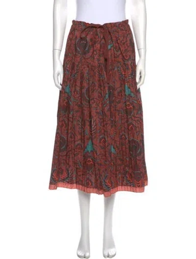 Pre-owned Ulla Johnson Printed Midi Length Skirt In Red