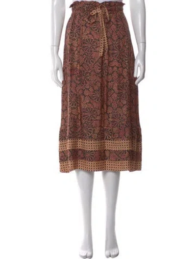 Pre-owned Ulla Johnson Printed Midi Length Skirt In Red