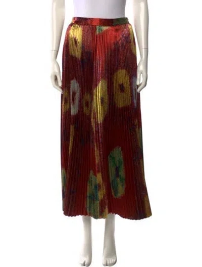 Pre-owned Ulla Johnson Printed Midi Length Skirt W/ Tags In Orange/red/yellow