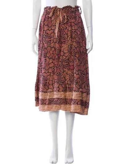 Pre-owned Ulla Johnson Printed Midi Length Skirt W/ Tags In Red