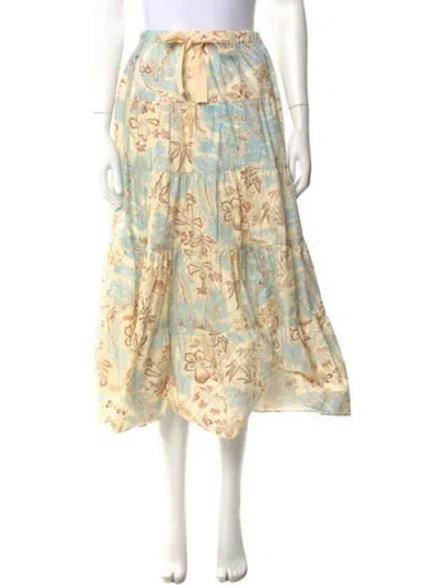 Pre-owned Ulla Johnson Printed Midi Length Skirt W/ Tags In Yellow