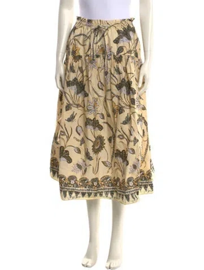 Pre-owned Ulla Johnson Printed Midi Length Skirt In Yellow