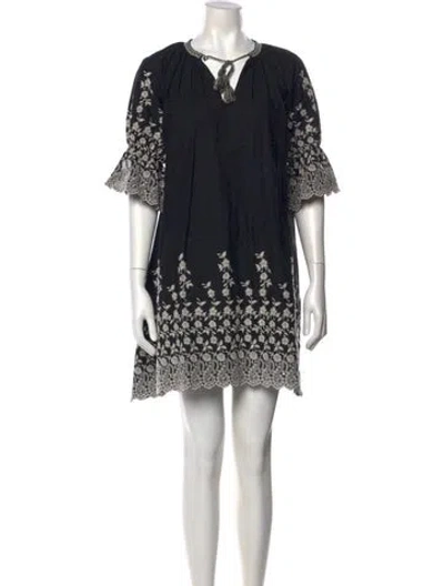 Pre-owned Ulla Johnson Printed Mini Dress In Black