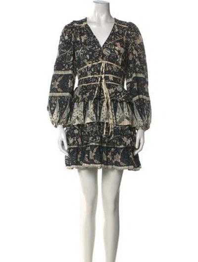 Pre-owned Ulla Johnson Printed Mini Dress In Black