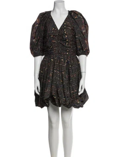 Pre-owned Ulla Johnson Printed Mini Dress In Black
