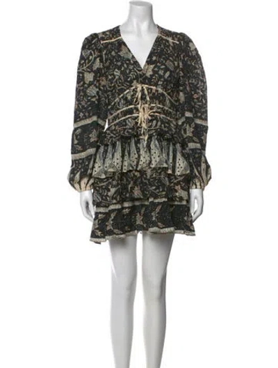 Pre-owned Ulla Johnson Printed Mini Dress In Black