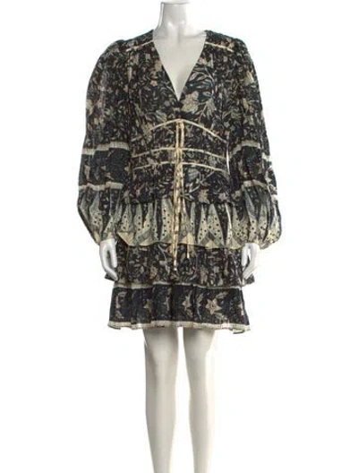 Pre-owned Ulla Johnson Printed Mini Dress In Black