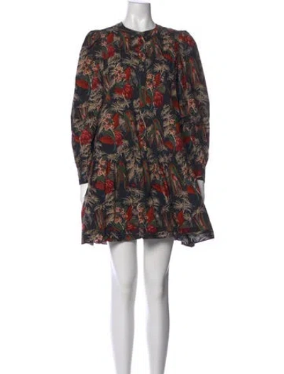Pre-owned Ulla Johnson Printed Mini Dress In Black