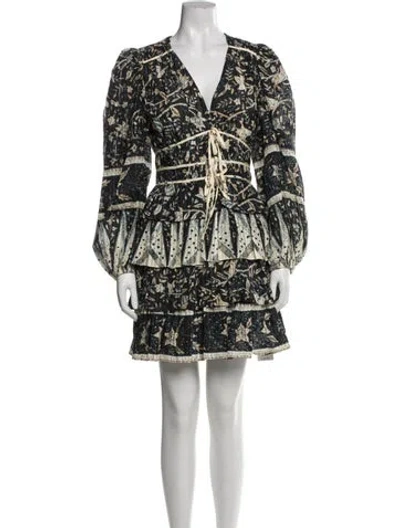 Pre-owned Ulla Johnson Printed Mini Dress In Black