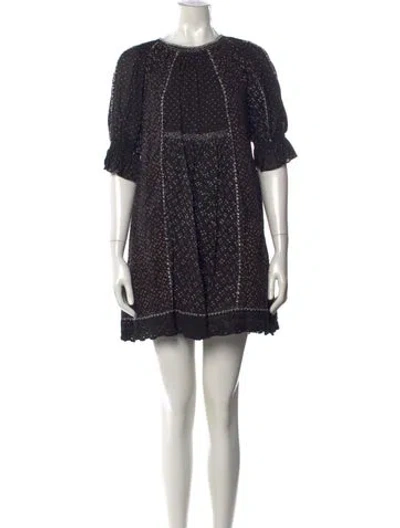 Pre-owned Ulla Johnson Printed Mini Dress In Black