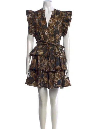 Pre-owned Ulla Johnson Printed Mini Dress In Black
