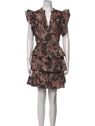 Pre-owned Ulla Johnson Printed Mini Dress In Black
