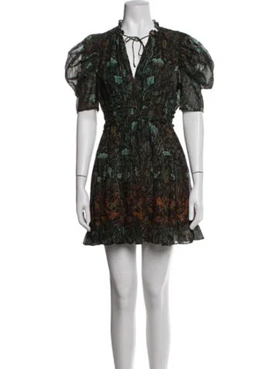Pre-owned Ulla Johnson Printed Mini Dress In Black