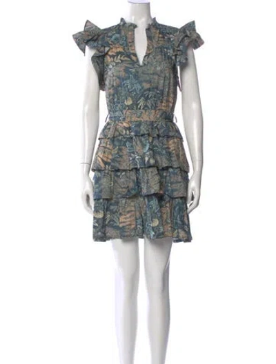 Pre-owned Ulla Johnson Printed Mini Dress In Blue