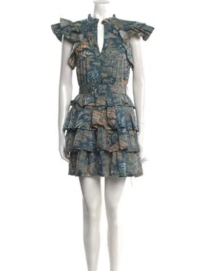 Pre-owned Ulla Johnson Printed Mini Dress In Blue