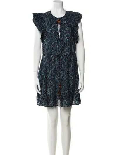 Pre-owned Ulla Johnson Printed Mini Dress In Blue