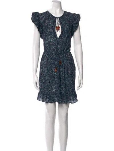Pre-owned Ulla Johnson Printed Mini Dress In Blue
