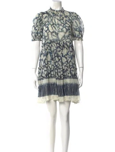 Pre-owned Ulla Johnson Printed Mini Dress In Blue