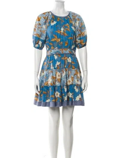 Pre-owned Ulla Johnson Printed Mini Dress In Blue