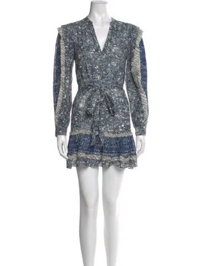 Pre-owned Ulla Johnson Printed Mini Dress In Blue