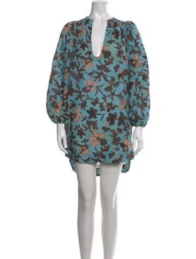 Pre-owned Ulla Johnson Printed Mini Dress In Blue