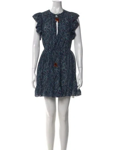 Pre-owned Ulla Johnson Printed Mini Dress In Blue