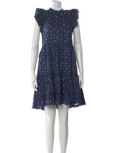 Pre-owned Ulla Johnson Printed Mini Dress In Blue
