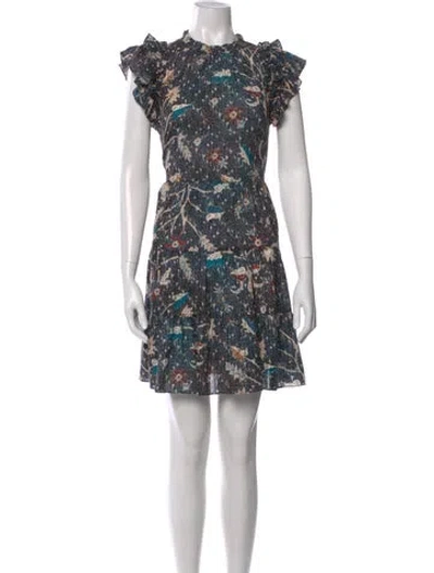 Pre-owned Ulla Johnson Printed Mini Dress In Blue
