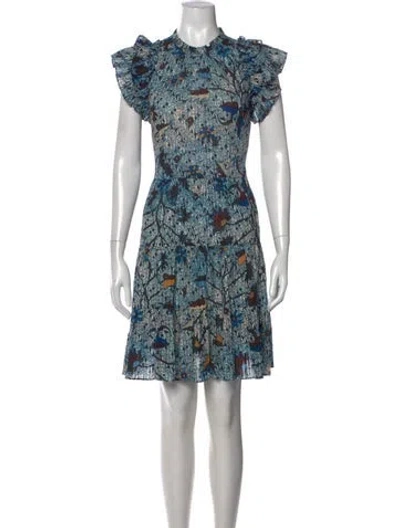 Pre-owned Ulla Johnson Printed Mini Dress In Blue