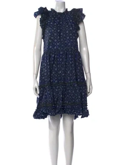 Pre-owned Ulla Johnson Printed Mini Dress In Blue