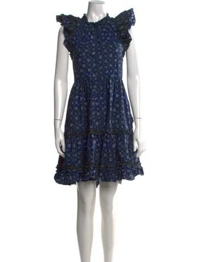 Pre-owned Ulla Johnson Printed Mini Dress In Blue
