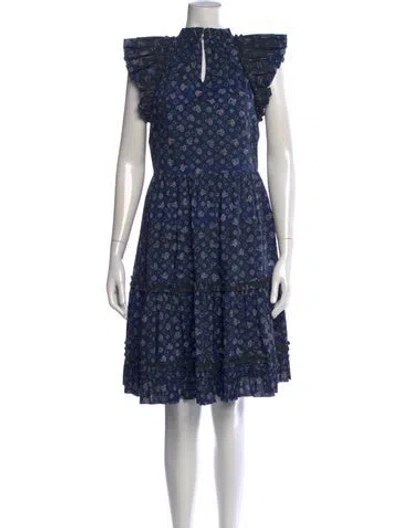 Pre-owned Ulla Johnson Printed Mini Dress In Blue