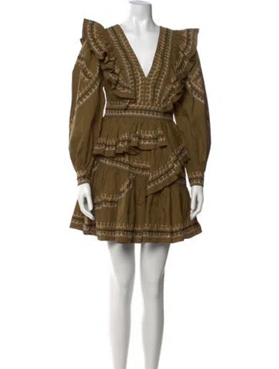 Pre-owned Ulla Johnson Printed Mini Dress In Brown