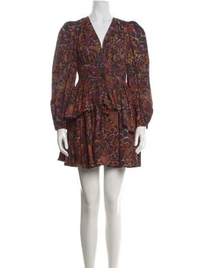 Pre-owned Ulla Johnson Printed Mini Dress In Brown