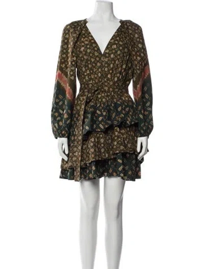 Pre-owned Ulla Johnson Printed Mini Dress In Brown