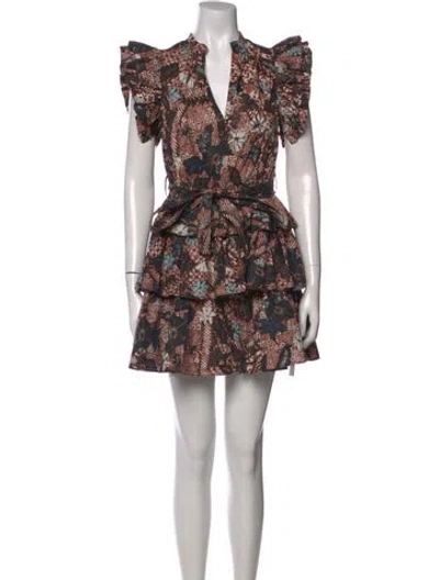 Pre-owned Ulla Johnson Printed Mini Dress In Brown