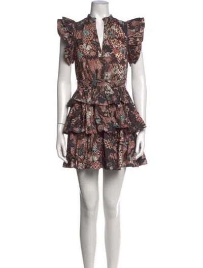 Pre-owned Ulla Johnson Printed Mini Dress In Brown