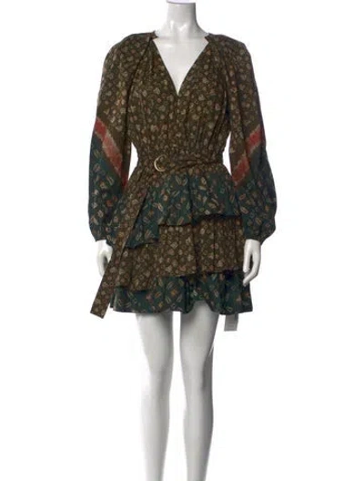 Pre-owned Ulla Johnson Printed Mini Dress In Brown
