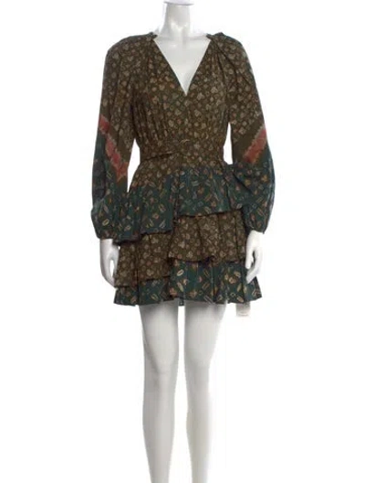 Pre-owned Ulla Johnson Printed Mini Dress In Brown/green