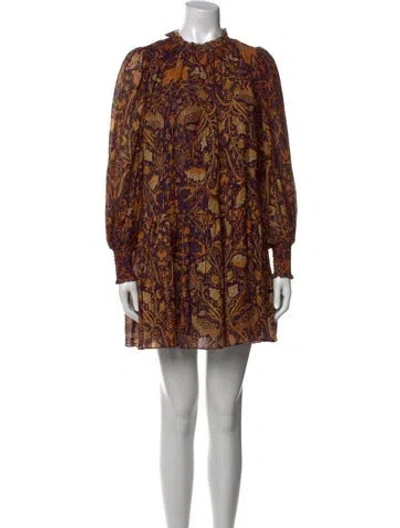 Pre-owned Ulla Johnson Printed Mini Dress In Burgundy